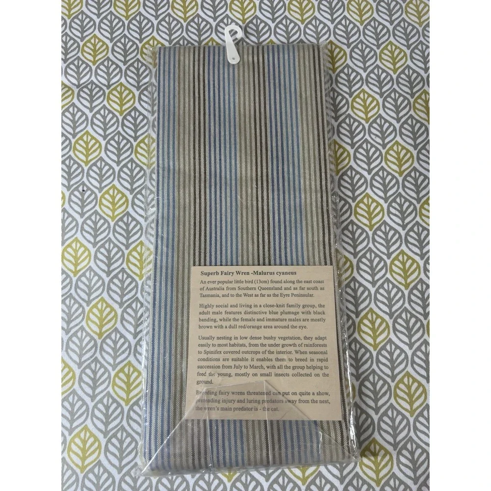 The Linen Press 100% Cotton Tea Towel Set of 2 Embroidered Superb Fairy Wren